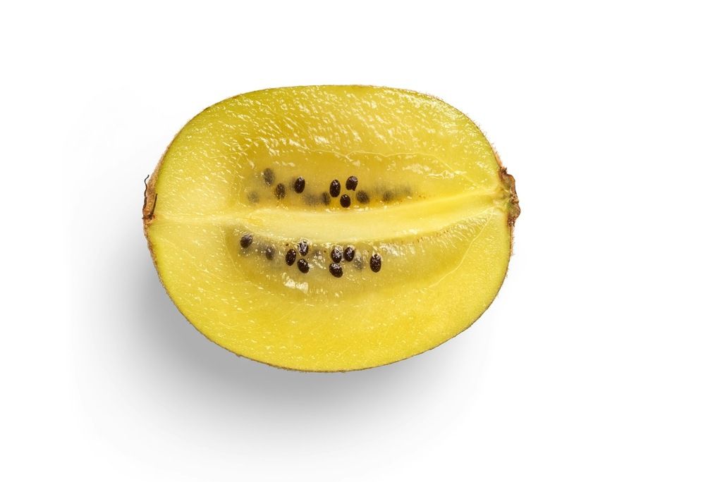 Halved golden kiwi