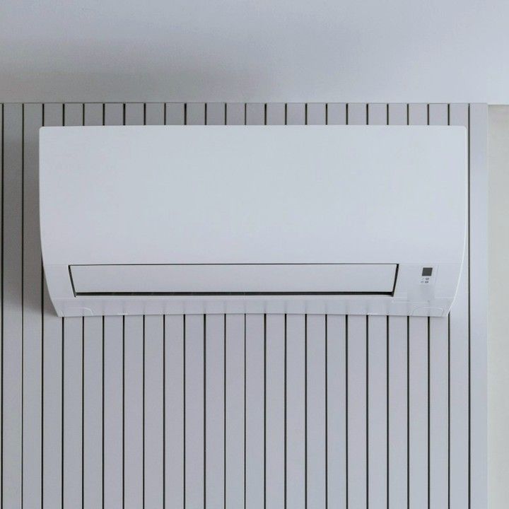 Split air conditioner on a bedroom wall
